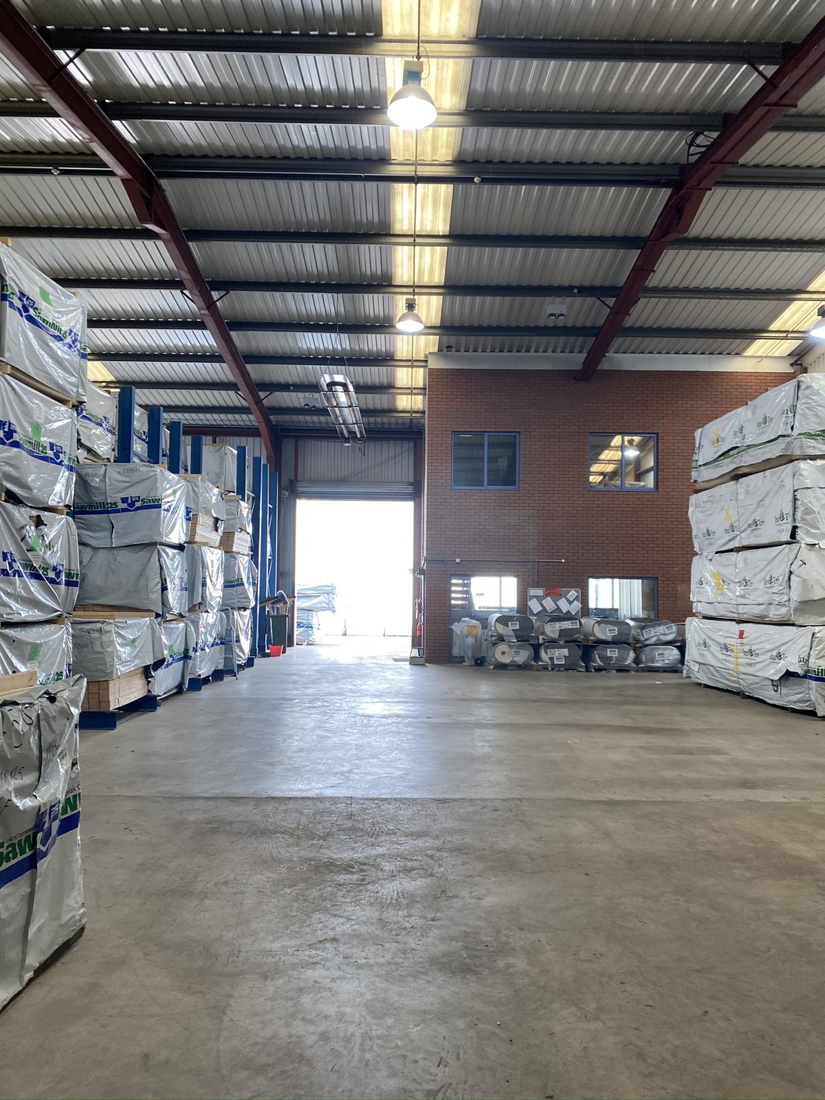 Warehouse with stock pallets